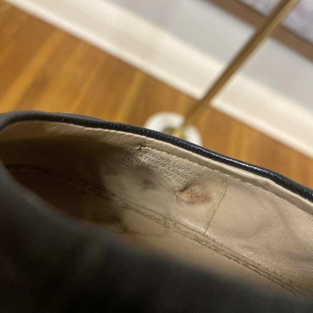 Tory Burch Ballet Flat Shoes Womens Size 7 Black Leather Logo Slip On Round Toe